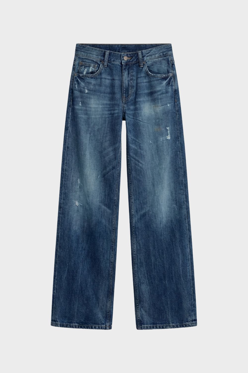 Damen Wide Leg Jeans mit Used Look