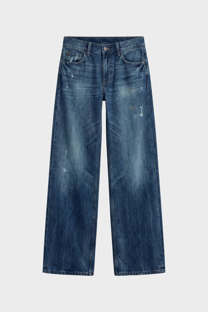 Damen Wide Leg Jeans mit Used Look