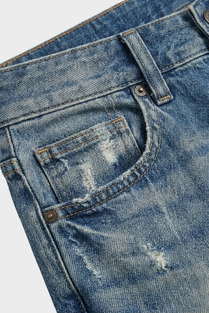 Damen Wide Leg Jeans mit Used Look