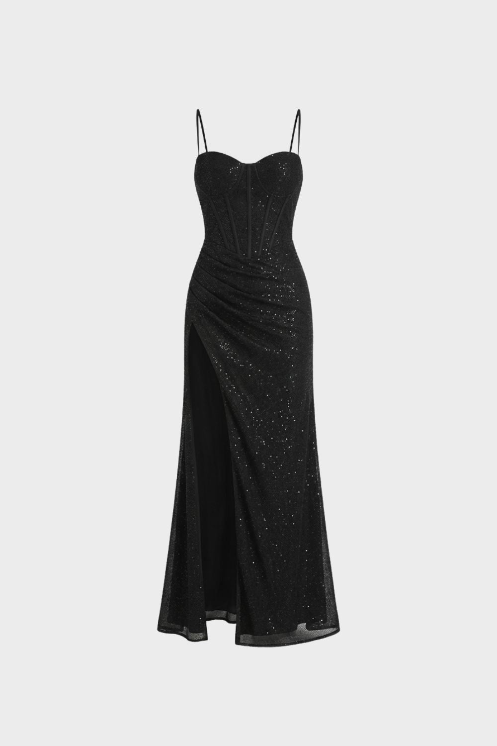 Damen Abendkleid lang mit Spaghettiträgern