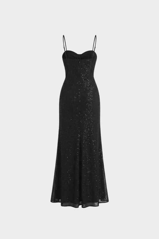 Damen Abendkleid lang mit Spaghettiträgern