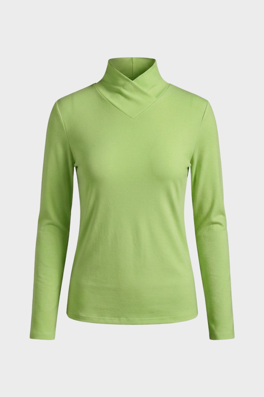 Damen Langarmshirt mit Stehkragen und V-Ausschnitt