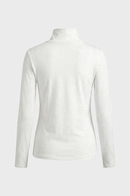 Damen Langarmshirt mit Stehkragen und V-Ausschnitt
