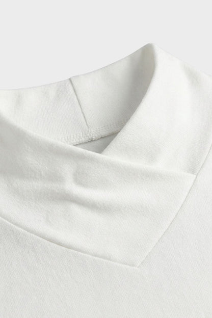 Damen Langarmshirt mit Stehkragen und V-Ausschnitt
