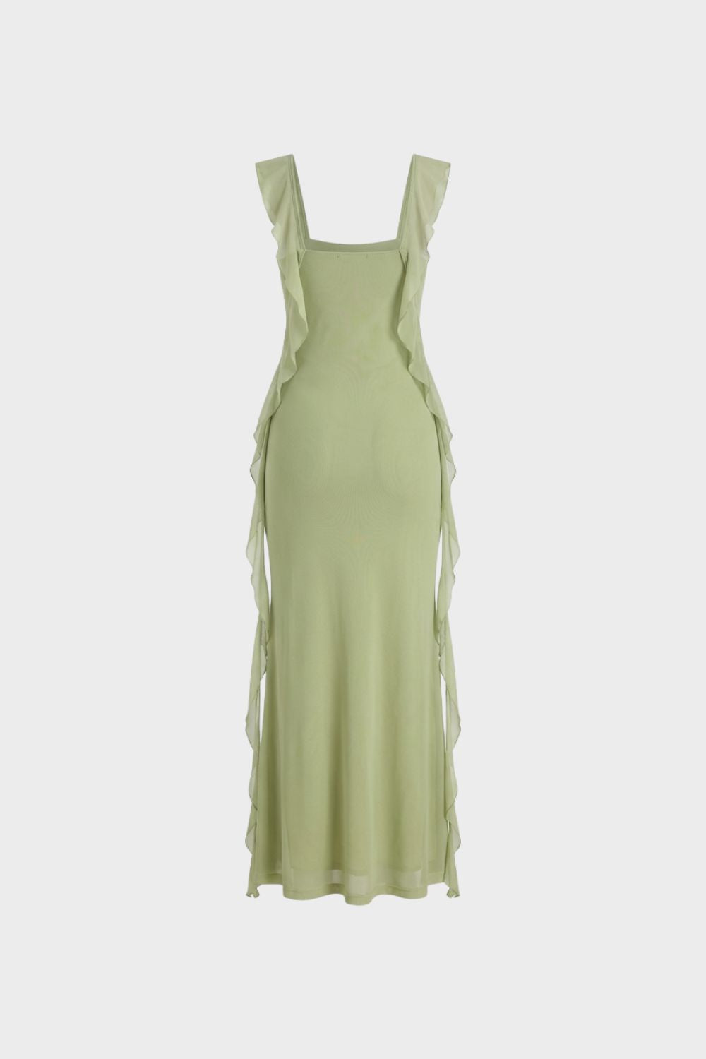 Damen Maxikleid mit Volants und schmaler Passform