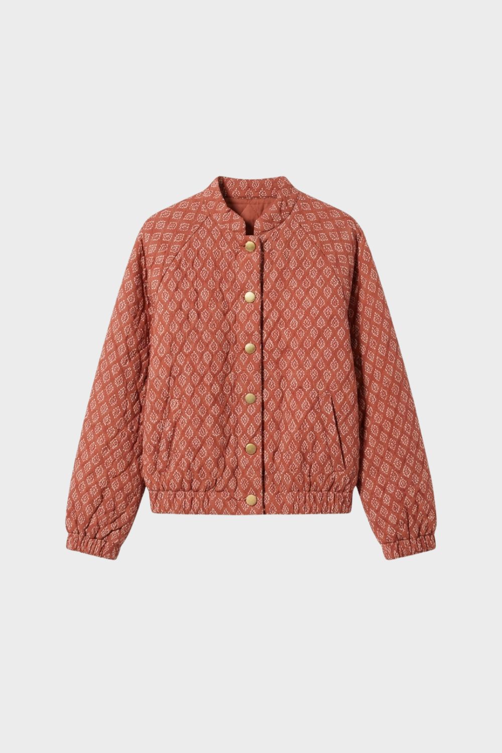 Damen Steppjacke mit Druckknöpfen und Stehkragen
