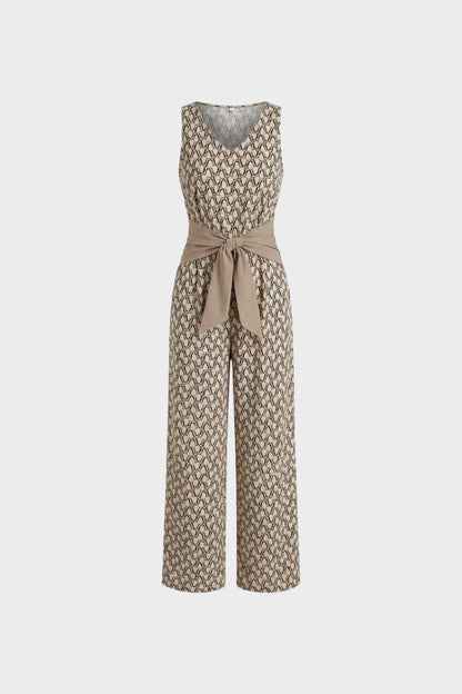 Damen Jumpsuit mit V-Ausschnitt und weitem Bein
