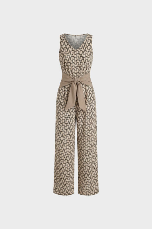 Damen Jumpsuit mit V-Ausschnitt und weitem Bein