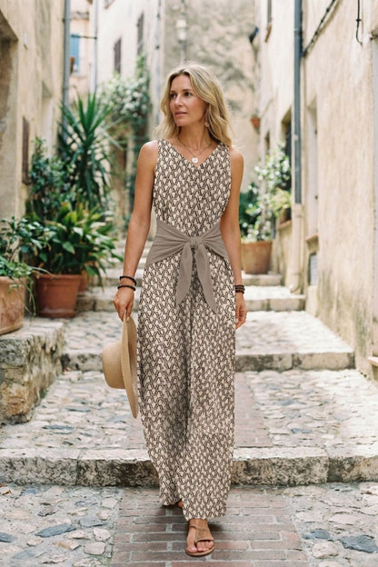 Damen Jumpsuit mit V-Ausschnitt und weitem Bein