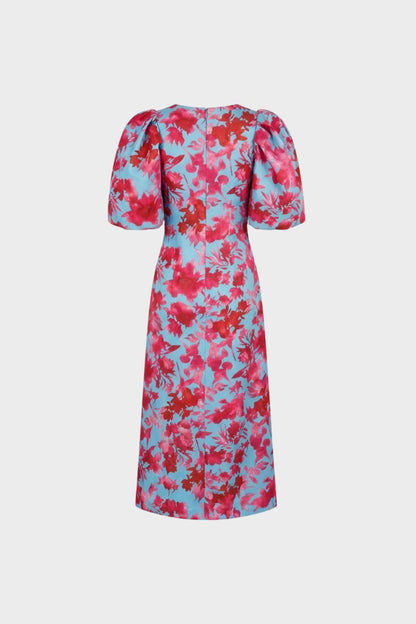 Damen Midikleid mit V-Ausschnitt und Blumenmuster