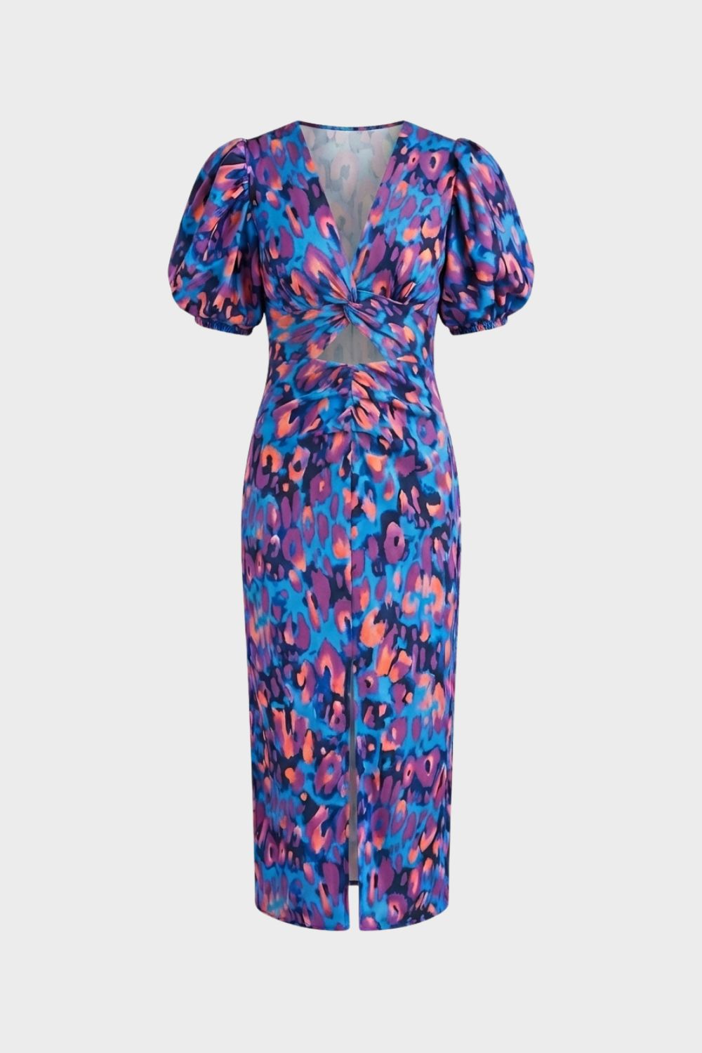 Damen Midikleid mit V-Ausschnitt und Blumenmuster