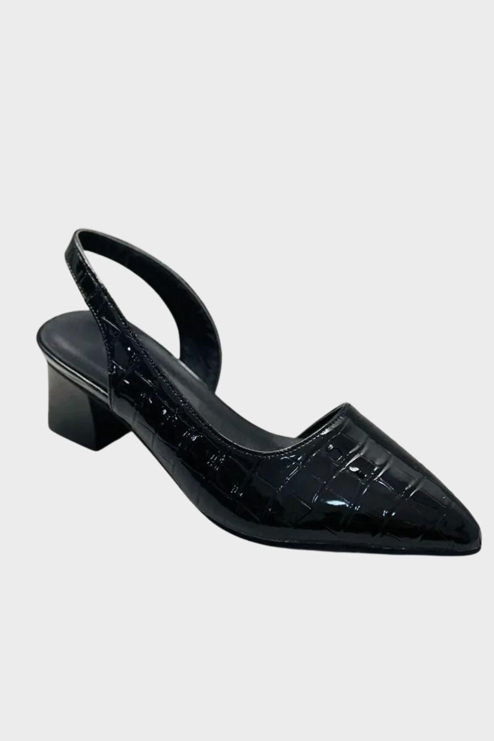 Damen Slingpumps mit spitzer Kappe in Kroko-Optik