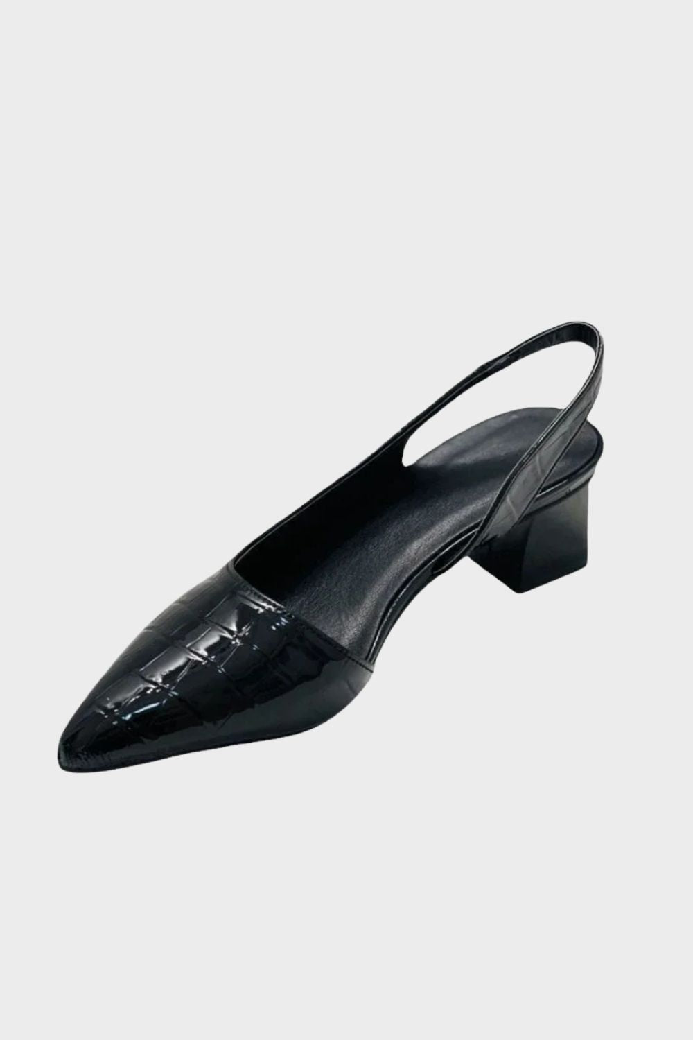 Damen Slingpumps mit spitzer Kappe in Kroko-Optik