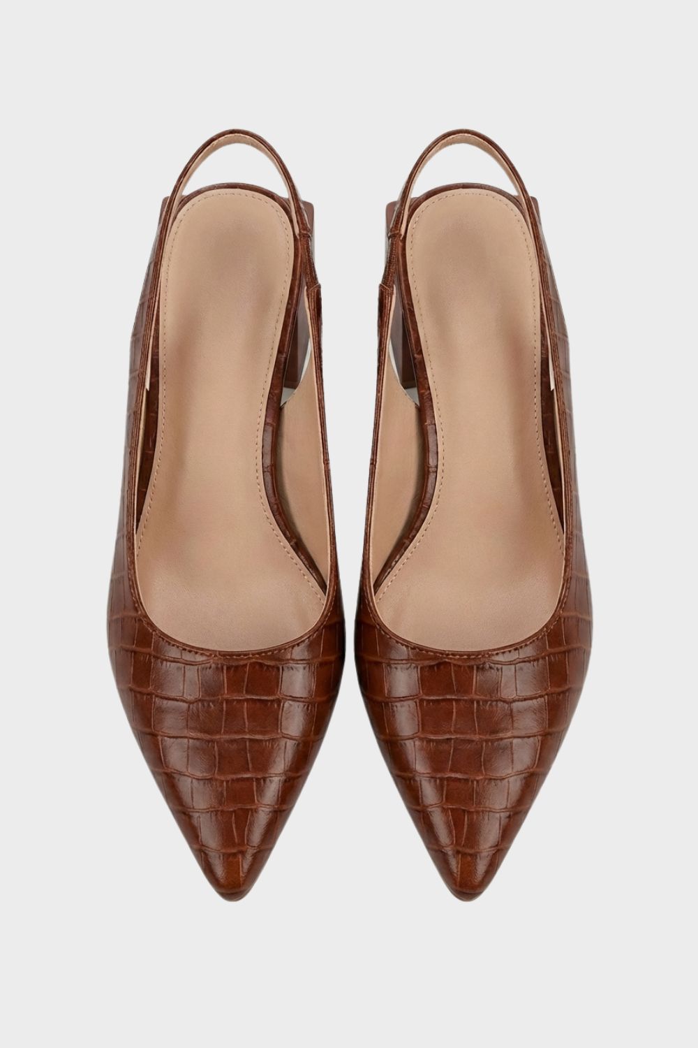 Damen Slingpumps mit spitzer Kappe in Kroko-Optik