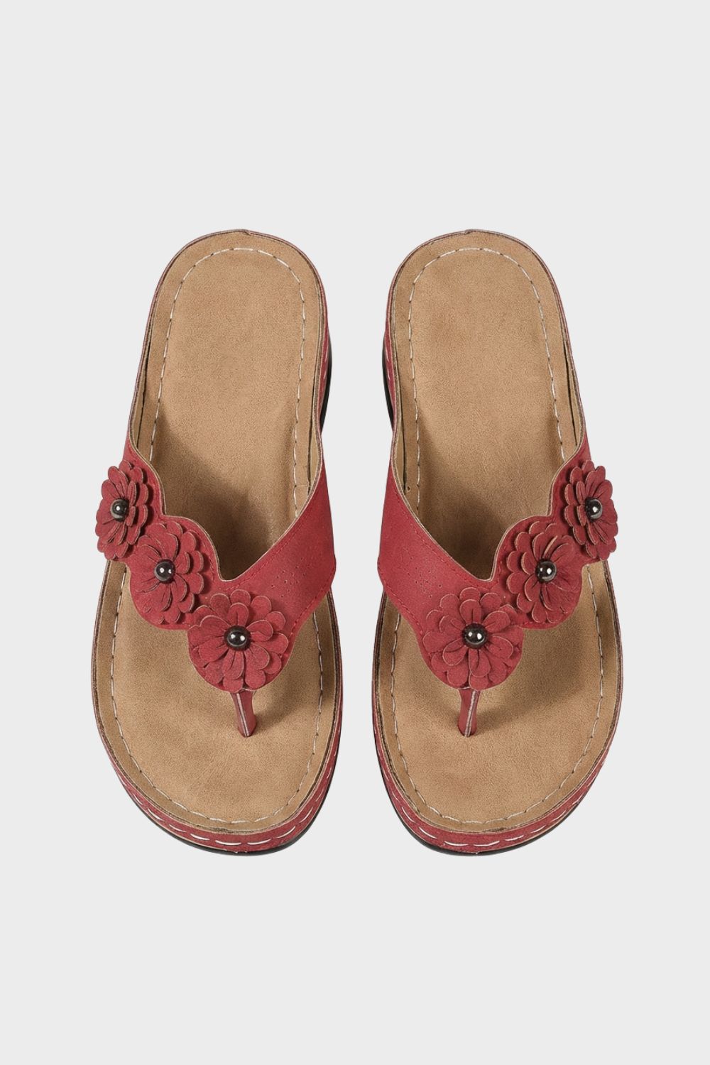 Zehentrenner Damen Sandalen mit Blumen Applikation