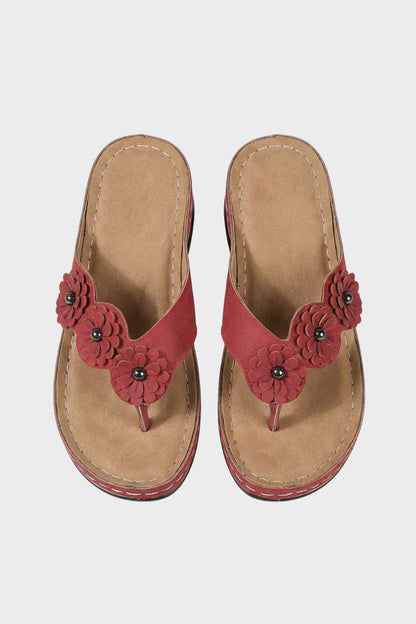 Zehentrenner Damen Sandalen mit Blumen Applikation