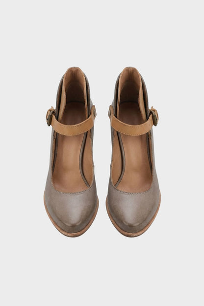 Damen Pumps mit Riemchen und Blockabsatz