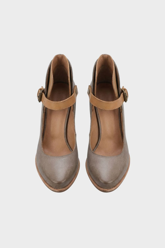 Damen Pumps mit Riemchen und Blockabsatz