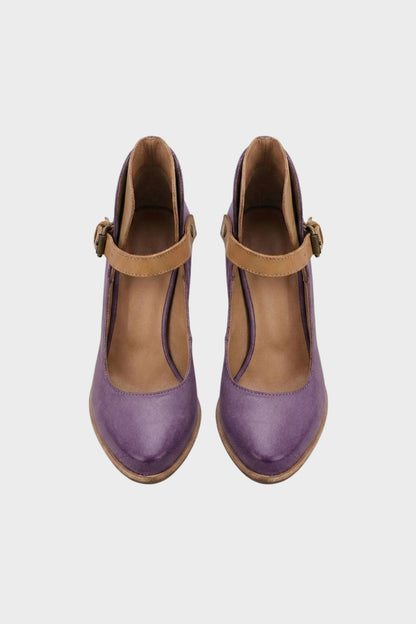 Damen Pumps mit Riemchen und Blockabsatz