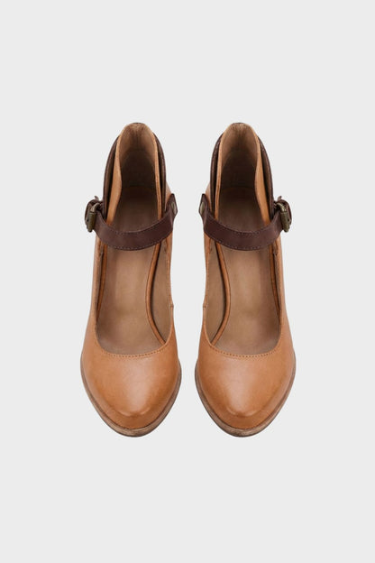 Damen Pumps mit Riemchen und Blockabsatz