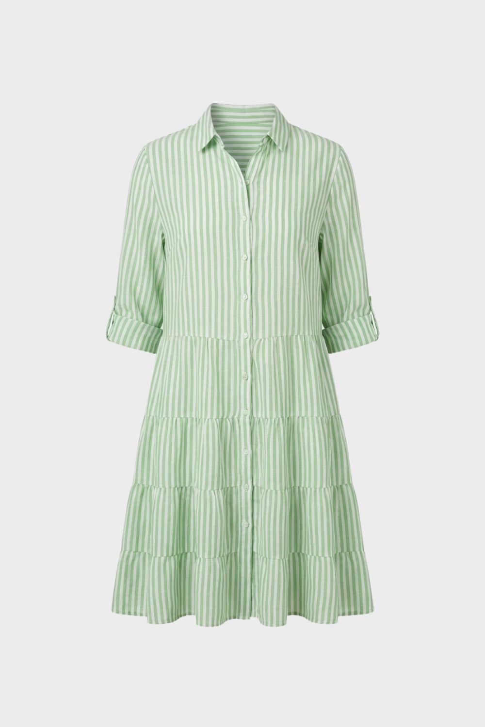 Damen Hemdblusenkleid mit Streifen und Knopfleiste