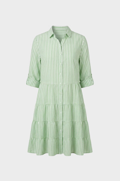 Damen Hemdblusenkleid mit Streifen und Knopfleiste