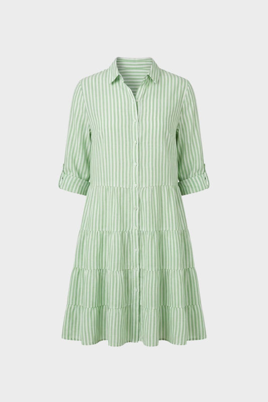 Damen Hemdblusenkleid mit Streifen und Knopfleiste