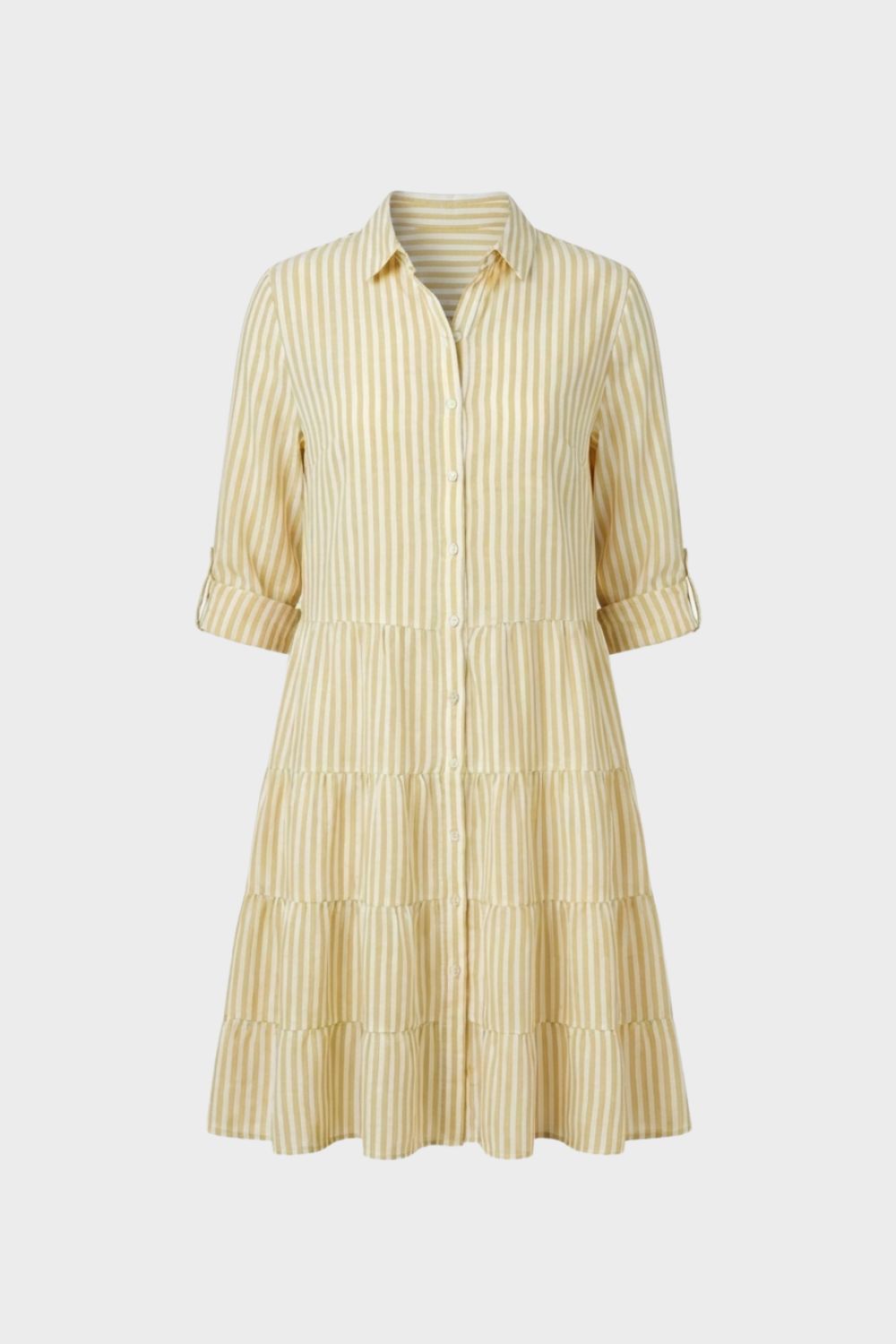 Damen Hemdblusenkleid mit Streifen und Knopfleiste