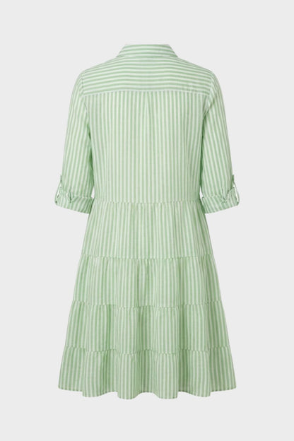 Damen Hemdblusenkleid mit Streifen und Knopfleiste
