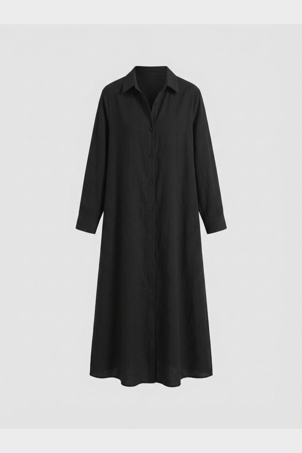 Damen Hemdblusenkleid lang mit Knopfleiste