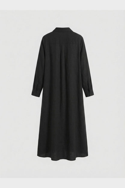 Damen Hemdblusenkleid lang mit Knopfleiste