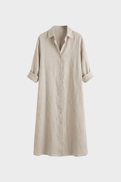 Damen Hemdblusenkleid lang mit Knopfleiste