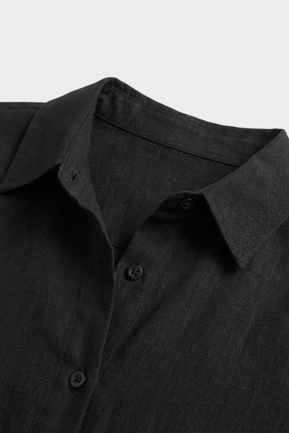 Damen Hemdblusenkleid lang mit Knopfleiste