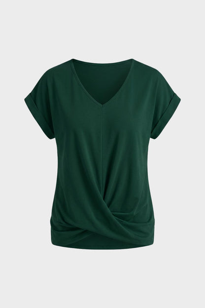 T-Shirt Damen V-Ausschnitt mit Knoten