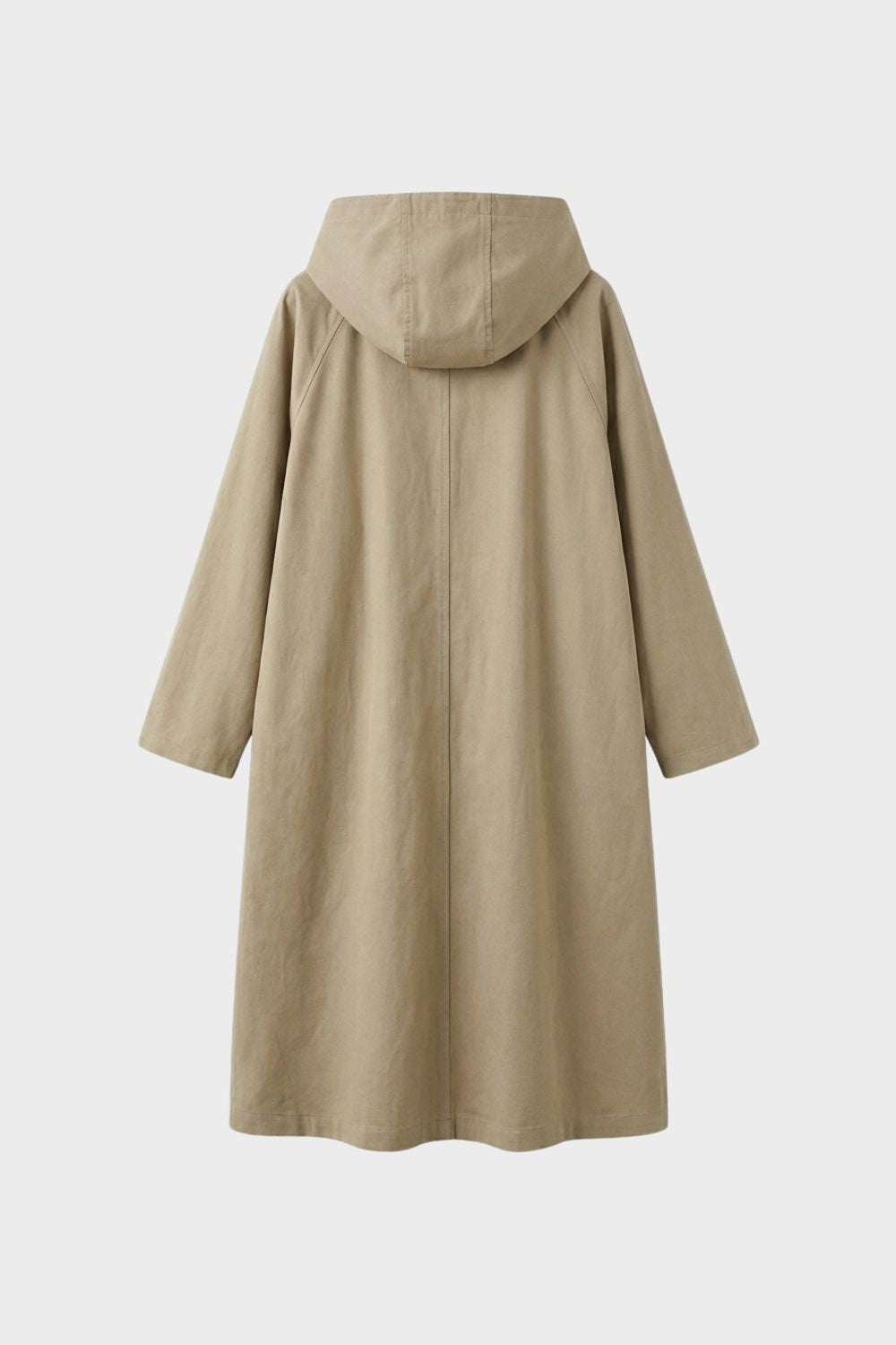 Damen Mantel mit Kapuze und Knopfleiste, lange Form
