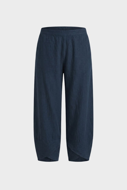 Damen Stoffhose mit Gummibund und weitem Bein