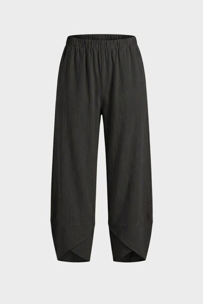 Damen Stoffhose mit Gummibund und weitem Bein