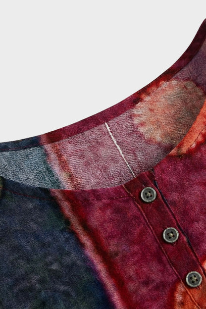 Bluse Damen 3/4 Arm mit Rundhals Buntes Muster