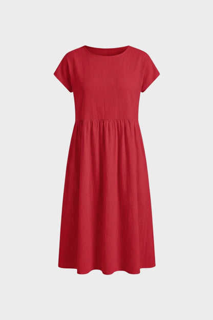 Midikleid Damen Kurzarm mit Rundhals
