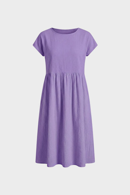 Midikleid Damen Kurzarm mit Rundhals