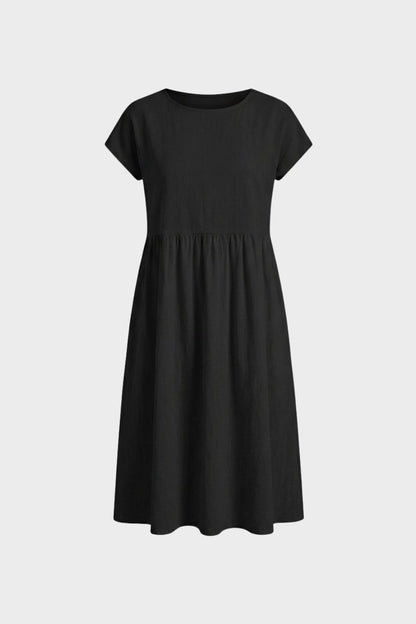 Midikleid Damen Kurzarm mit Rundhals