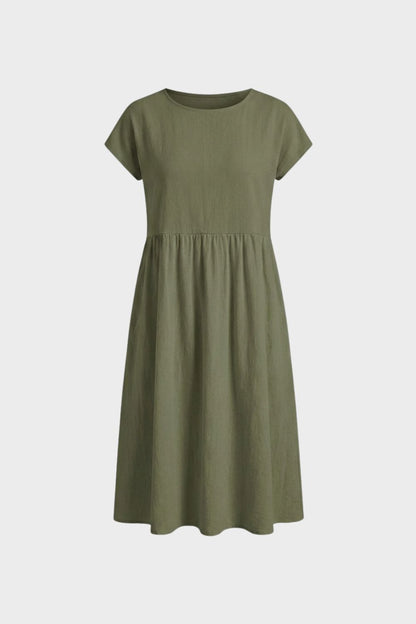 Midikleid Damen Kurzarm mit Rundhals