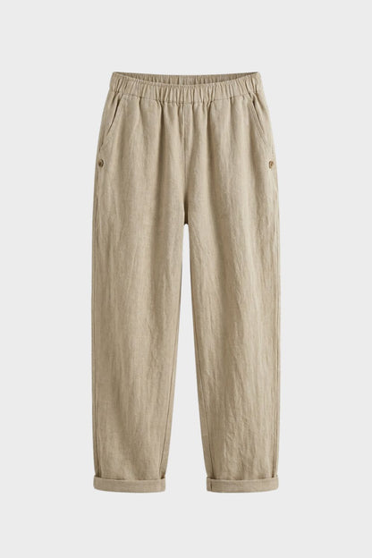 Stoffhose Damen mit Gummibund und Geradem Bein