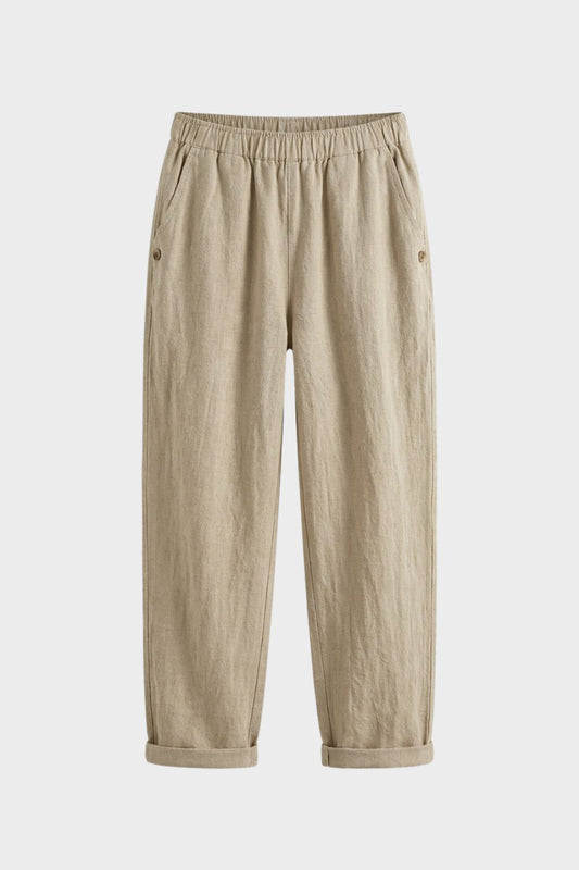 Stoffhose Damen mit Gummibund und Geradem Bein