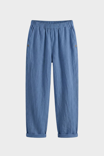 Stoffhose Damen mit Gummibund und Geradem Bein