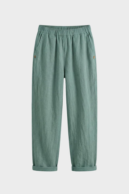 Stoffhose Damen mit Gummibund und Geradem Bein