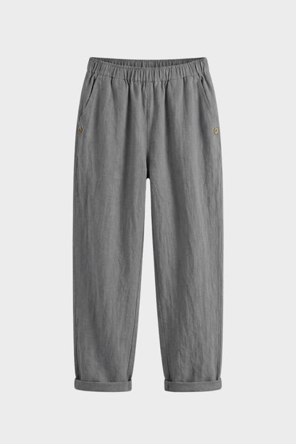 Stoffhose Damen mit Gummibund und Geradem Bein