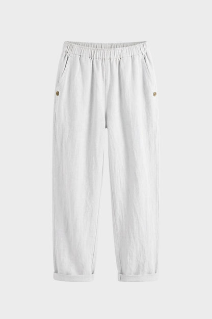 Stoffhose Damen mit Gummibund und Geradem Bein