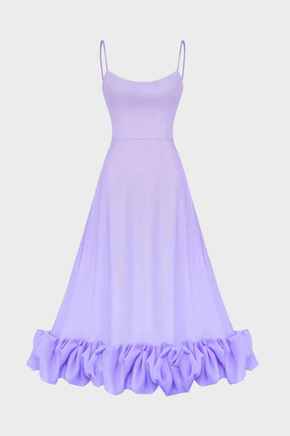 Midikleid Damen mit Trägern und Volant