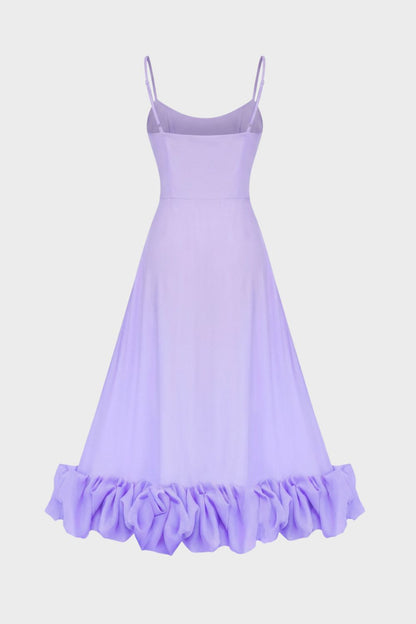 Midikleid Damen mit Trägern und Volant